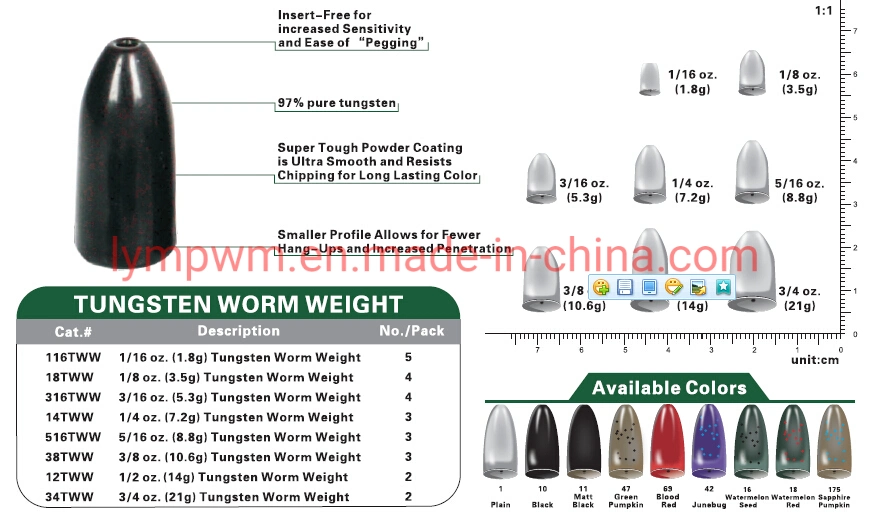 Tungsten Black Worm Weights Tungsten Alloy Weights Tungsten Flipping Weights